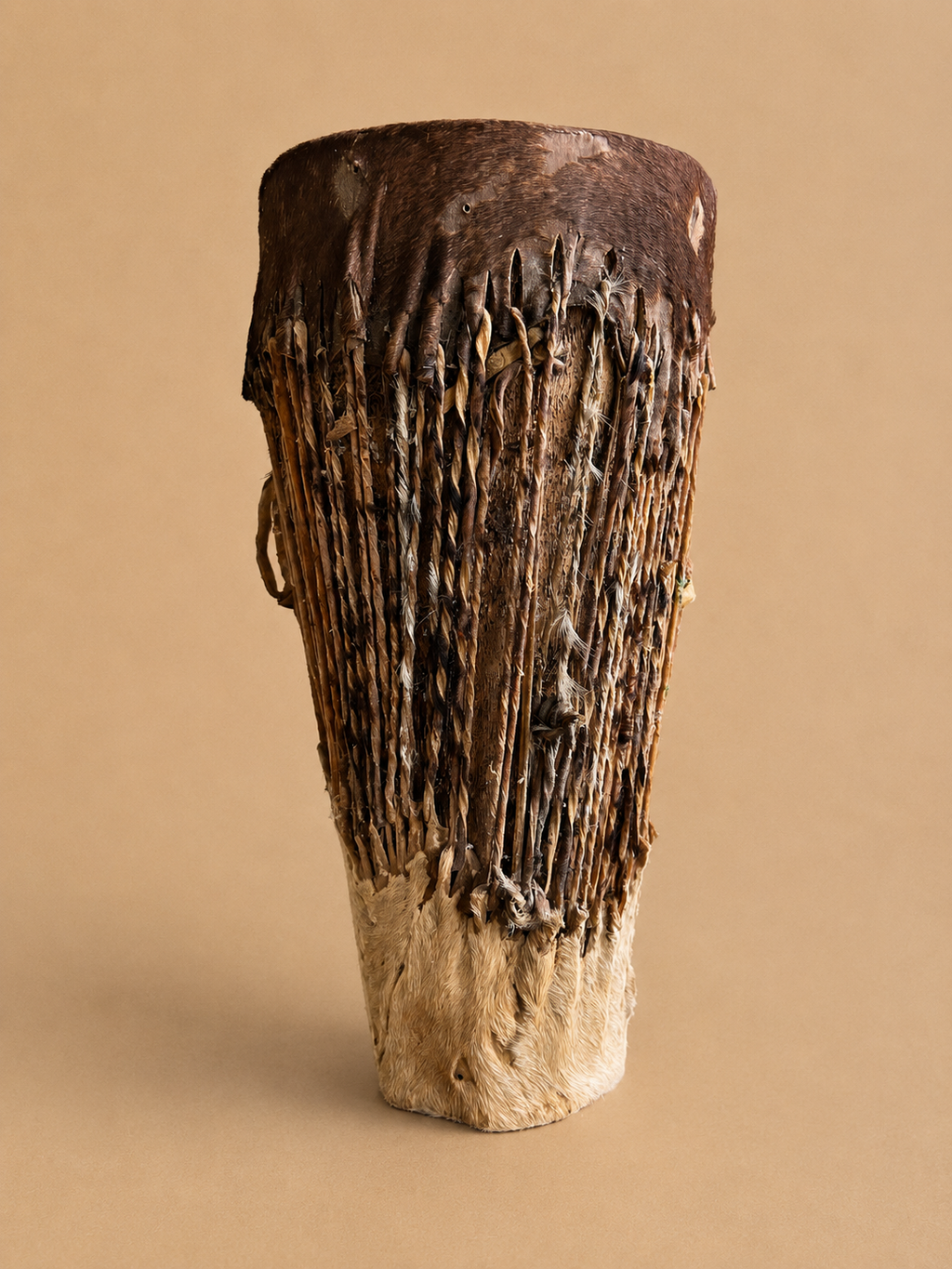 African Goat Hide Drum — Handcrafted Ethnographic Object