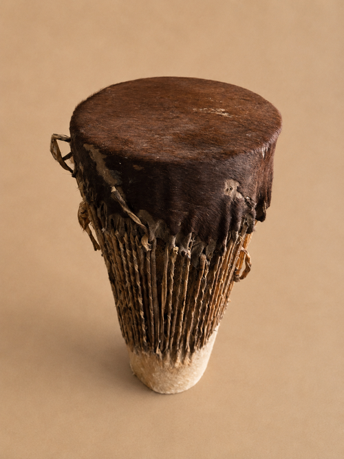 African Goat Hide Drum — Handcrafted Ethnographic Object