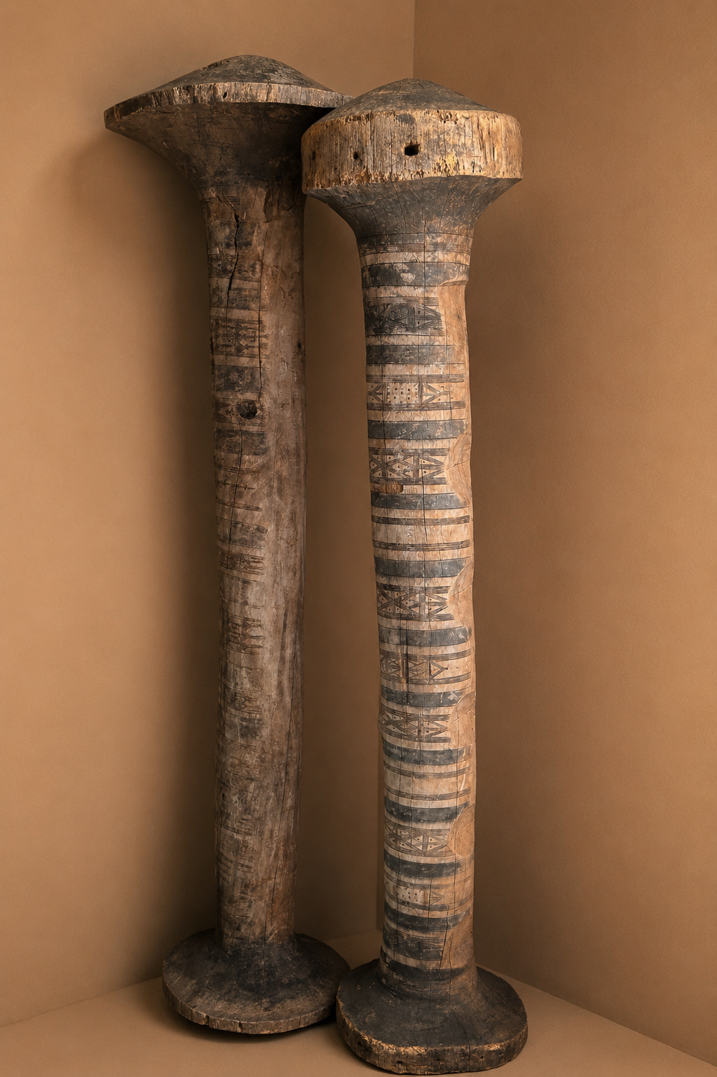 Museum-Caliber West African Architectural Columns — Pair