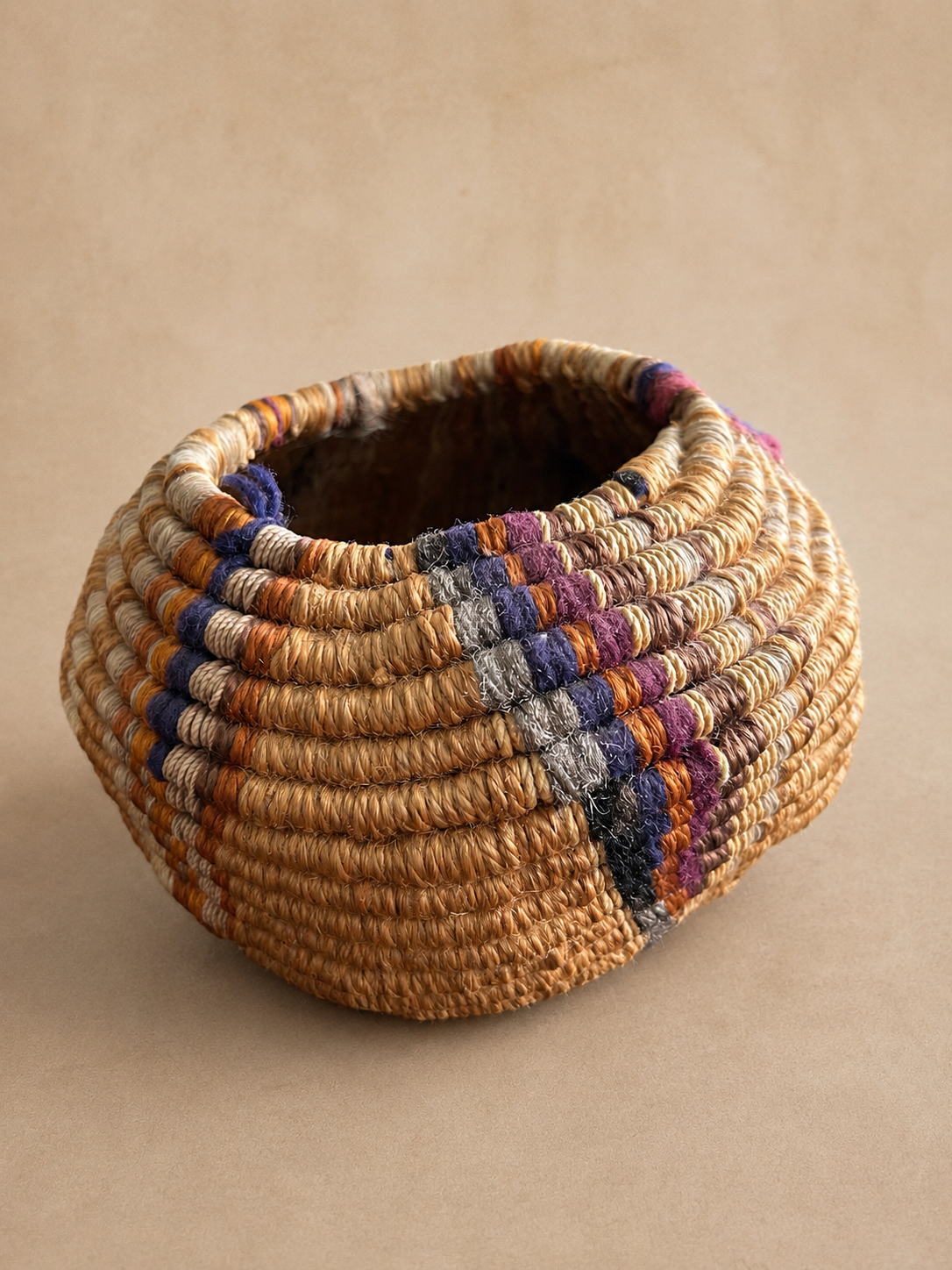 Handwoven California Mission-Style Coiled Basket — by Ellen Jones