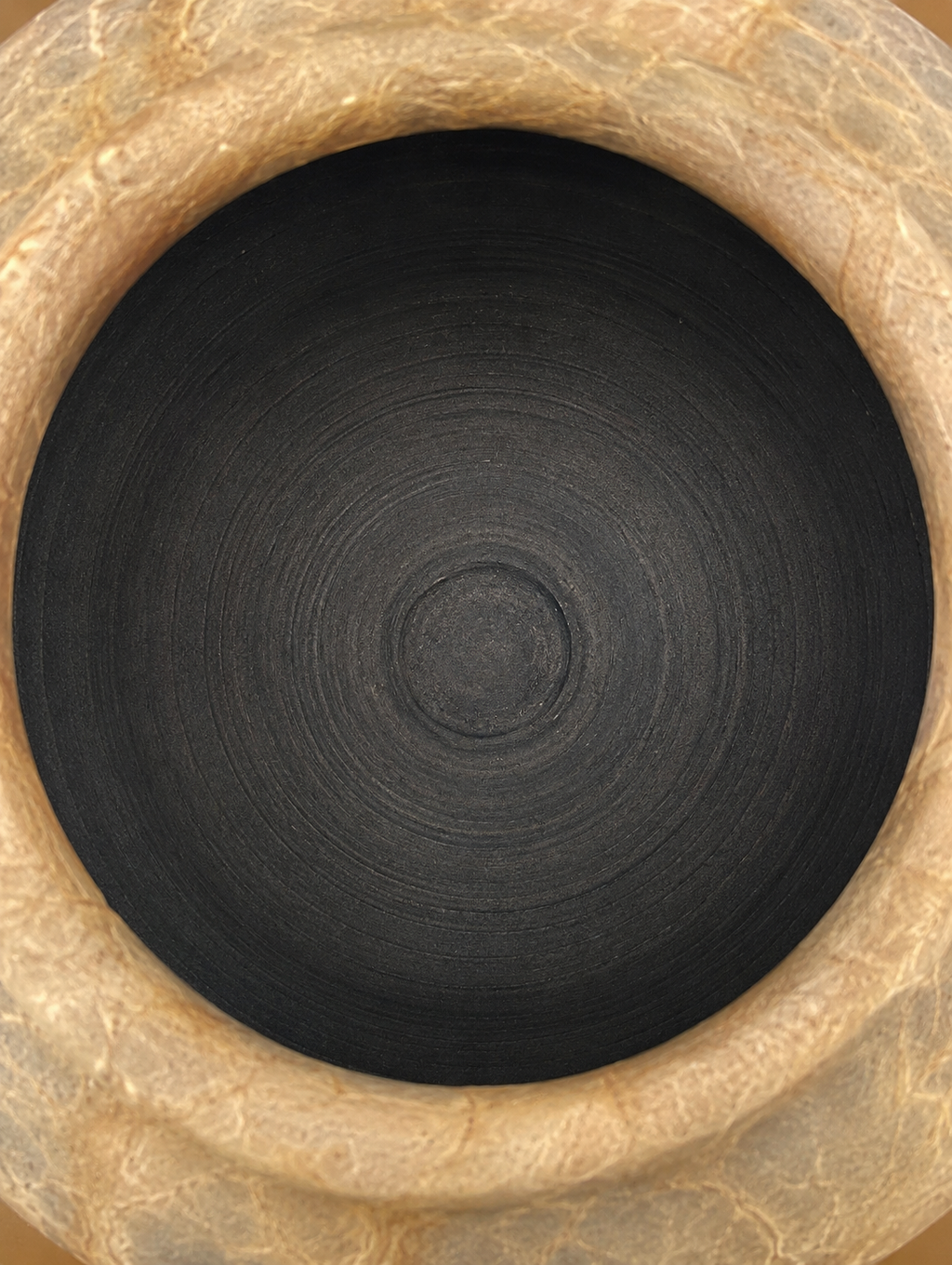 Hand-Built Sculptural Terracotta Vessel with Organic Fiber Surface