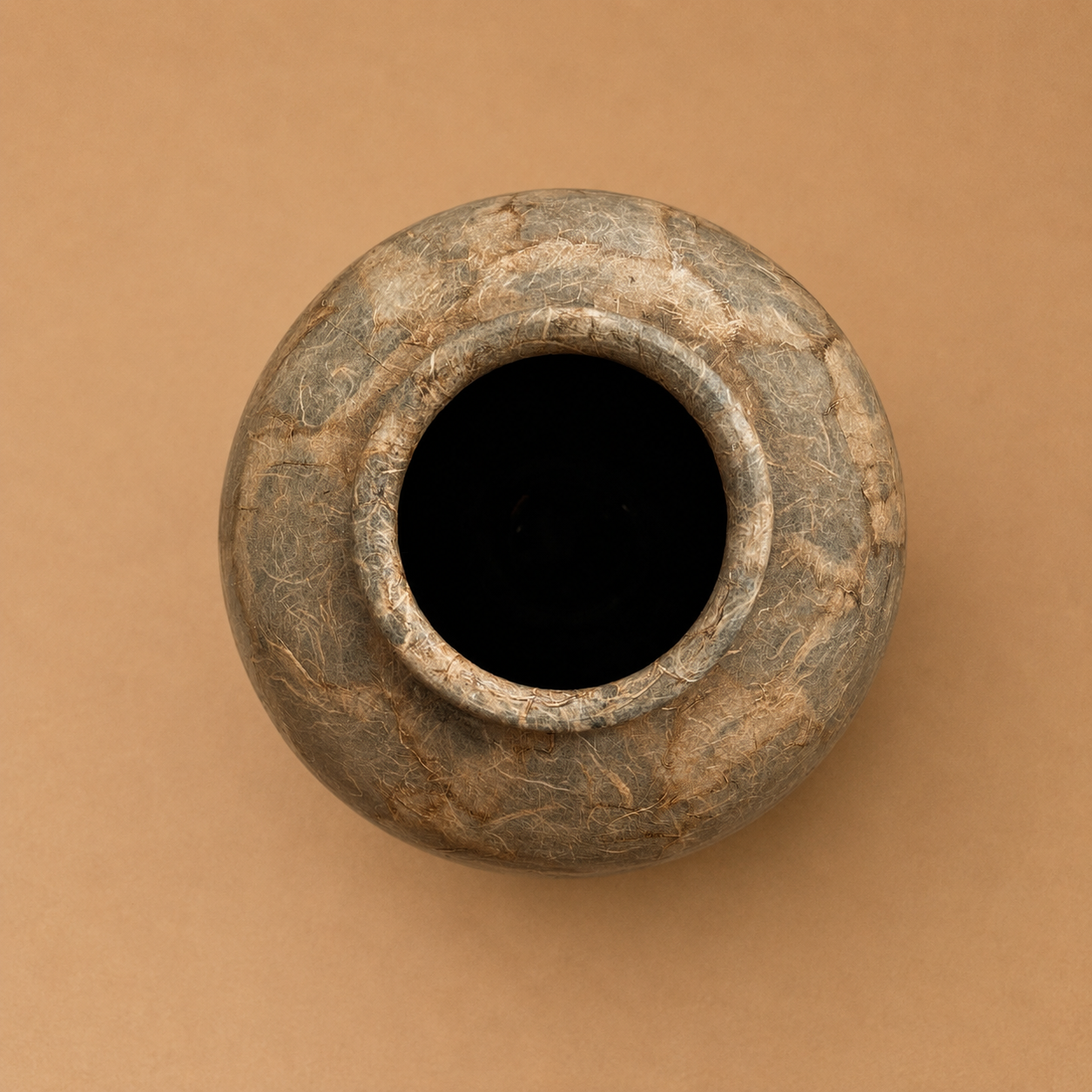 Hand-Built Sculptural Terracotta Vessel with Organic Fiber Surface