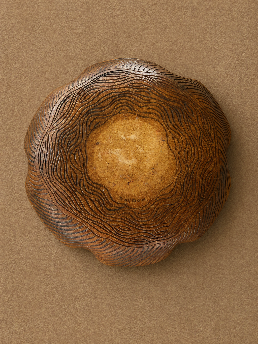 Large Organic Studio Pottery Centerpiece Bowl with Botanical Relief Motif