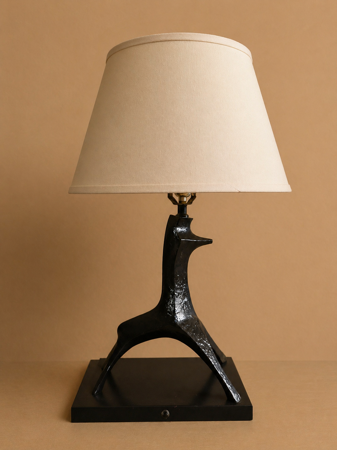Pair of Sculptural Black Brutalist Table Lamps