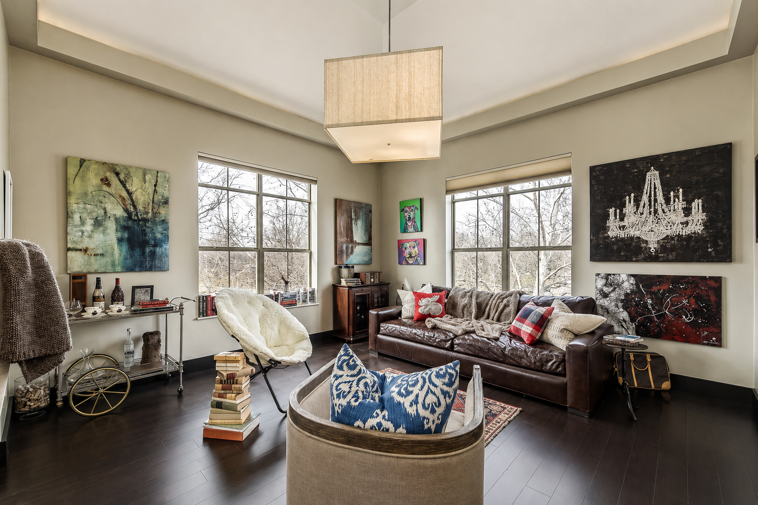 Open plan modern living room by This Is Home Studio in Houston, Texas and designed by Luke and Alejandra Fortin