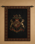 Tapiz Invicta, Textil Mural Heráldico Europeo con Escudo de León y Caballo, Gran Escala
